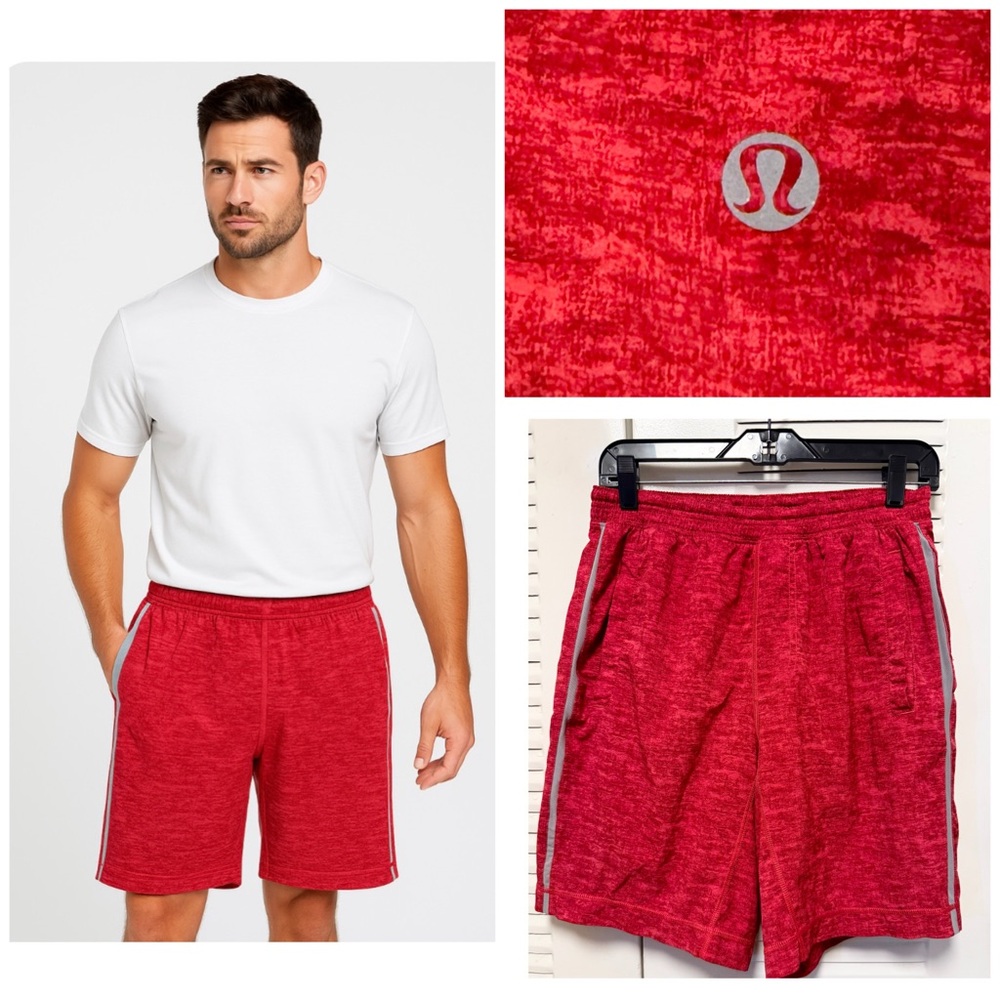 Lululemon Pace Breaker Running Heather Red Lined Short Medium